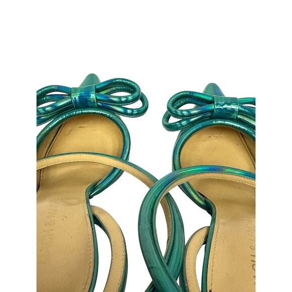 Mach & Mach Pumps Women's Double Bow Ankle Iridescent Leather  EU 36.5 US 6.5 - Picture 8 of 11